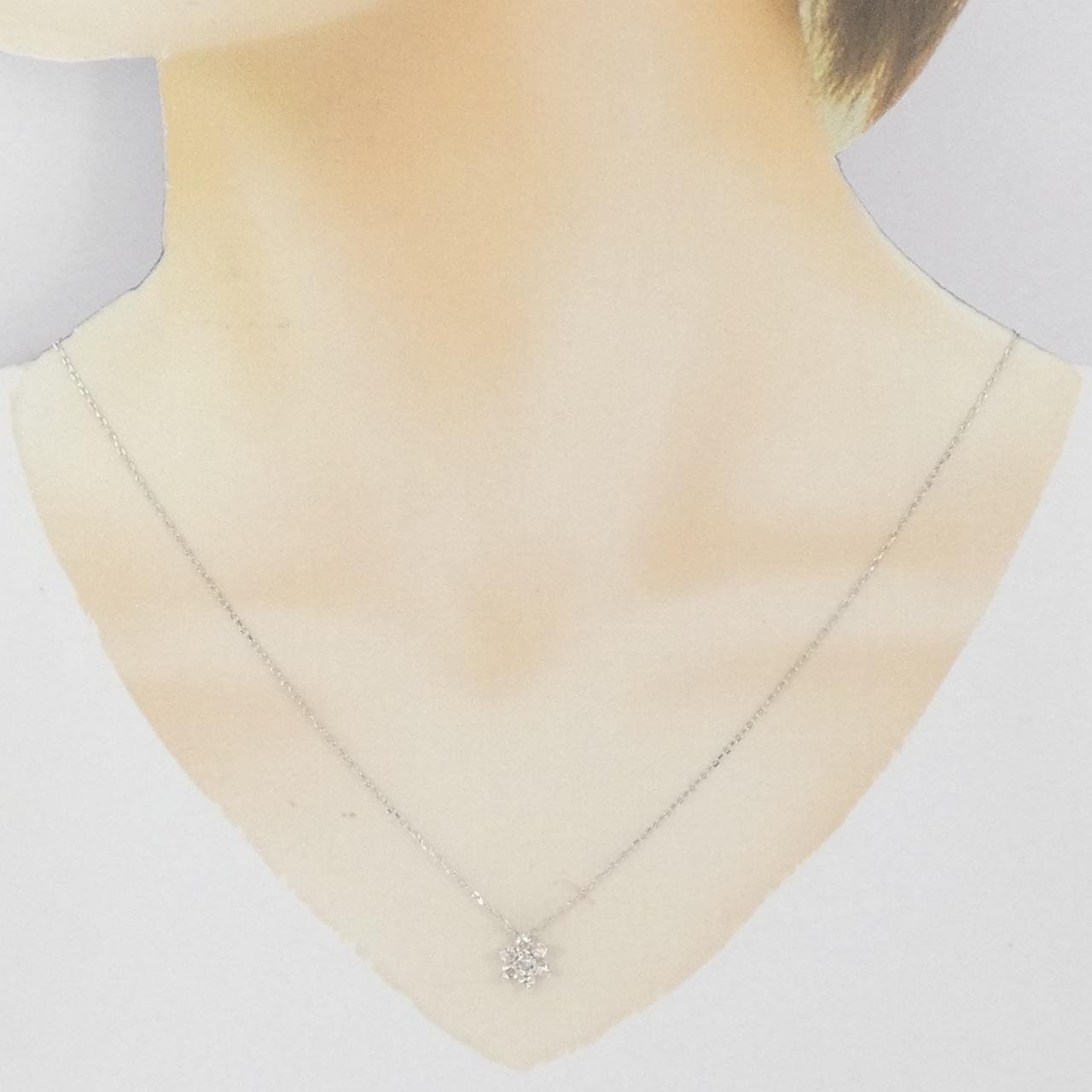 K18WG フラワー ダイヤモンド ネックレス 0.50CT