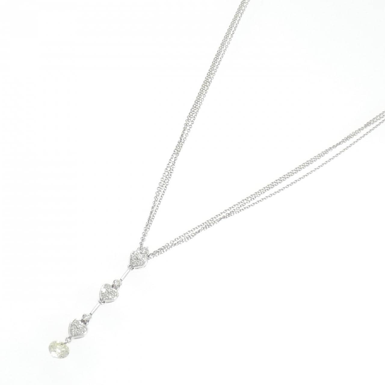 750WG/K18WG ハート ダイヤモンド ネックレス 0.547CT