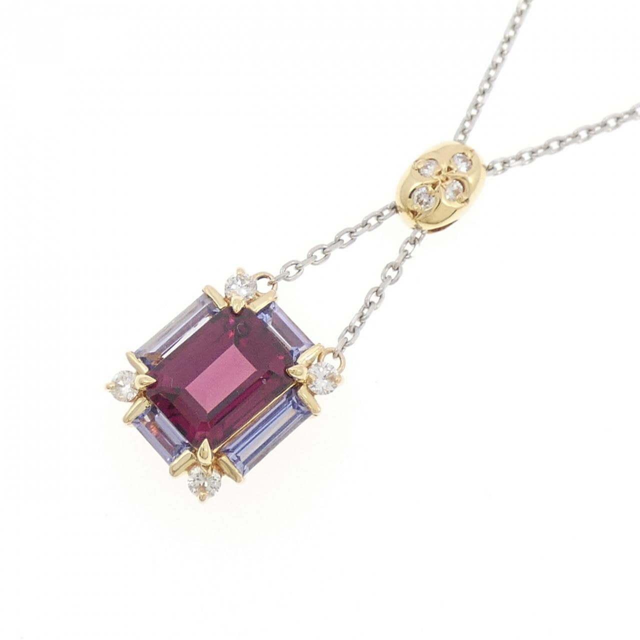 K18YG/PT850 ガーネット ネックレス 1.50CT