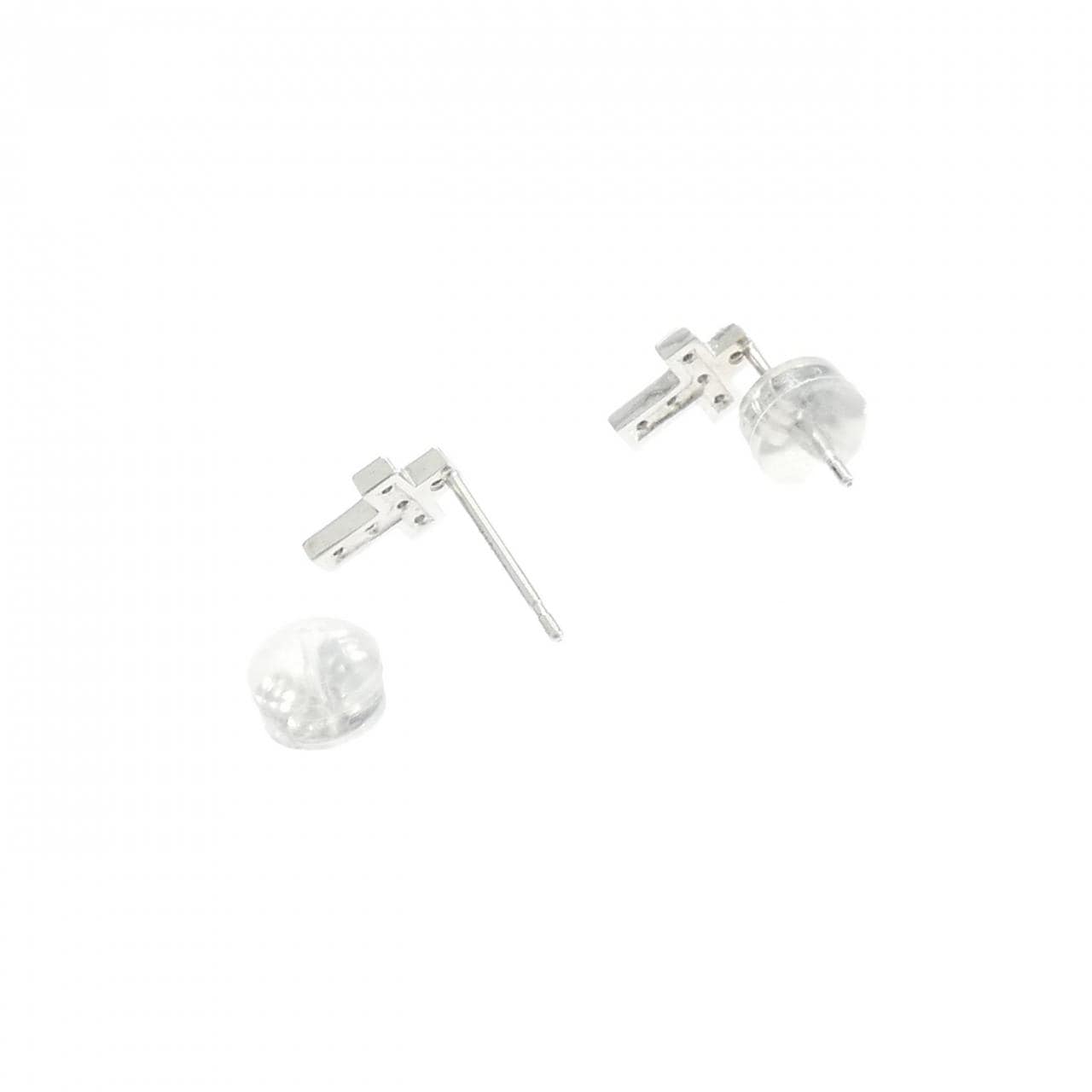 K18WG クロス ダイヤモンド ピアス 0.06CT