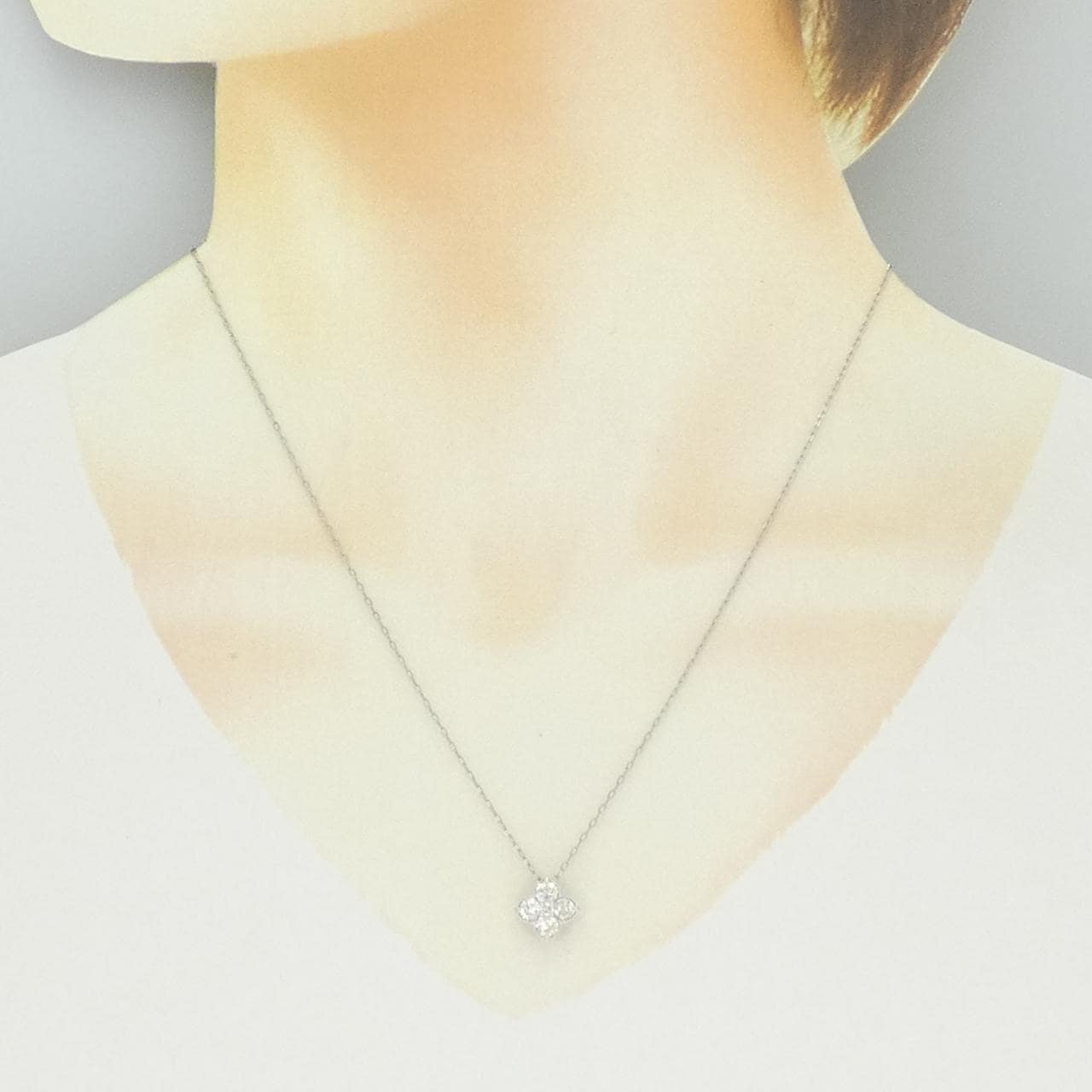 PT950/PT850 フラワー ダイヤモンド ネックレス 0.70CT