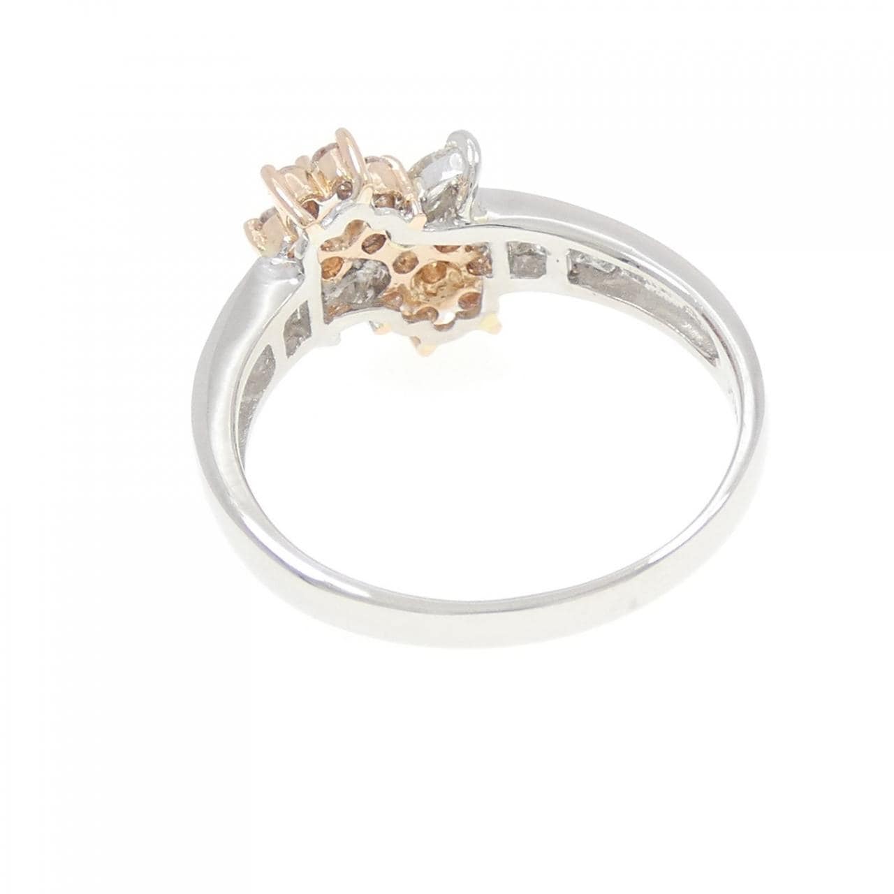 PT900/K14PG フラワー ダイヤモンド リング 0.80CT