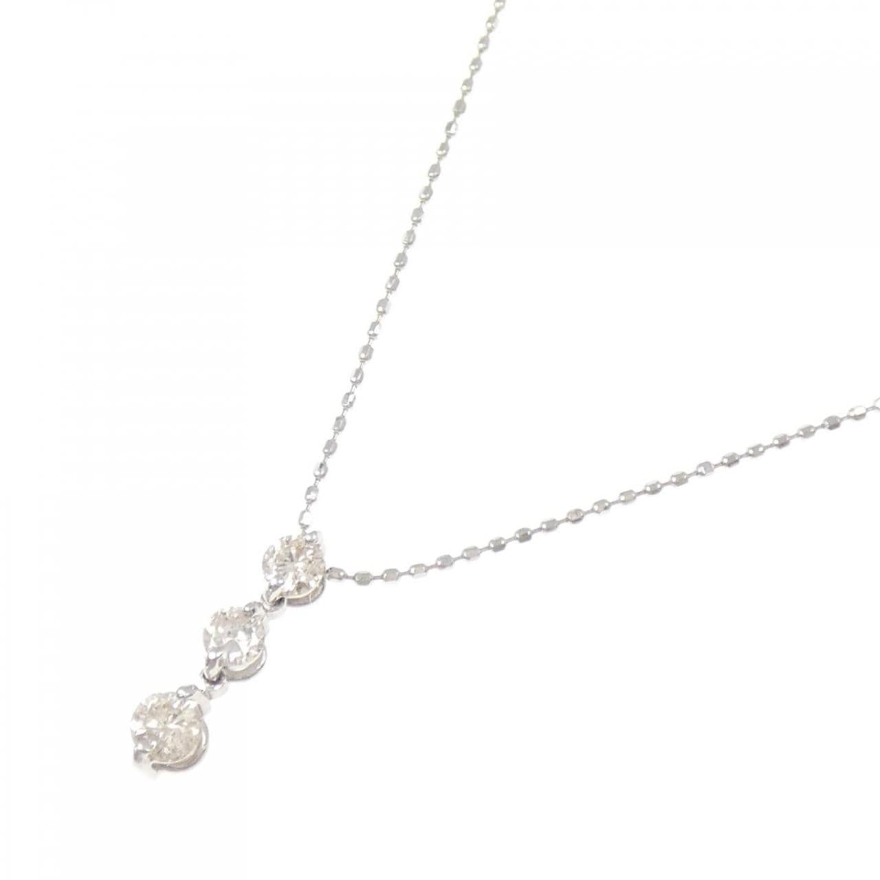 K18WG/750WG鑽石項鍊 0.30CT