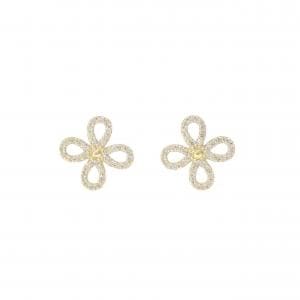 K18YG フラワー ダイヤモンド ピアス 0.24CT