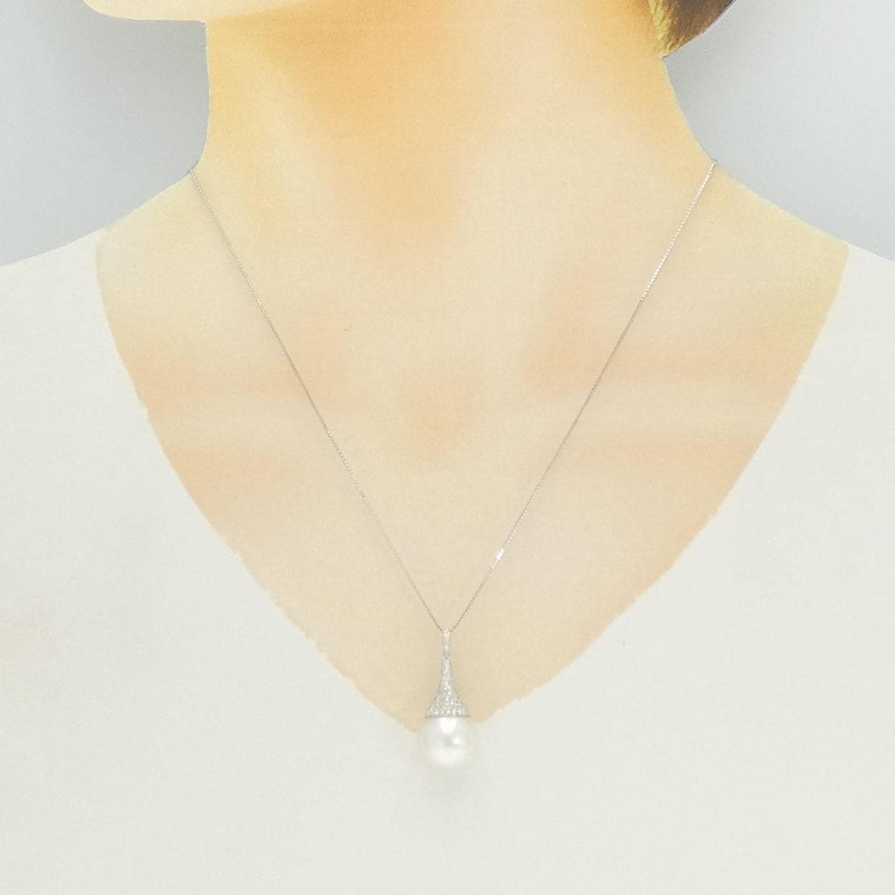 K18WG 白蝶パール ネックレス 13.0mm