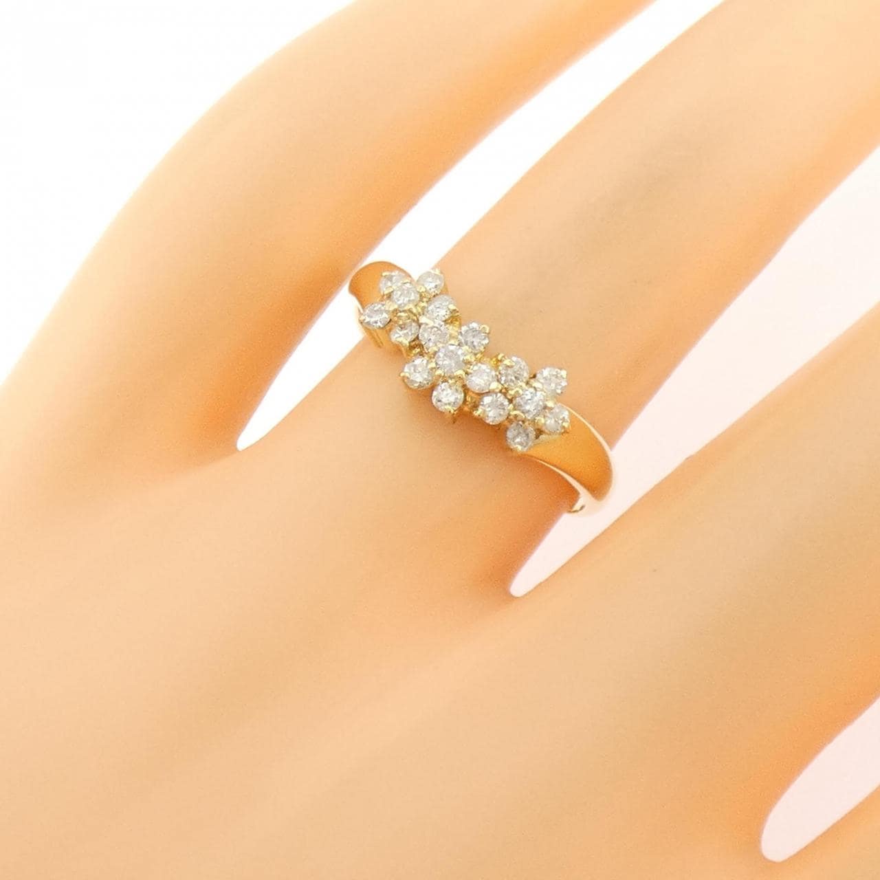K18YG フラワー ダイヤモンド リング 0.30CT