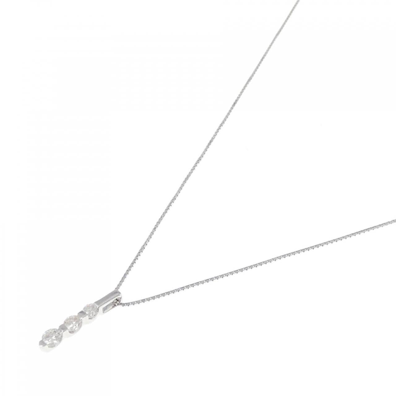 K18WG three stone Diamond necklace 0.35CT