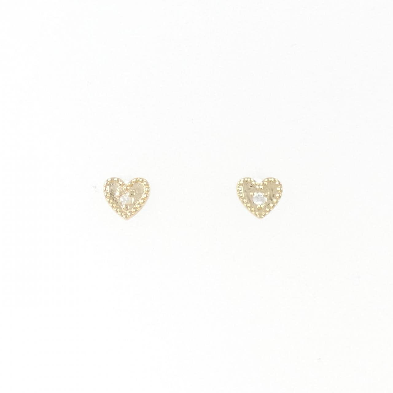 [BRAND NEW] K14YG Heart Diamond Earrings 0.02CT