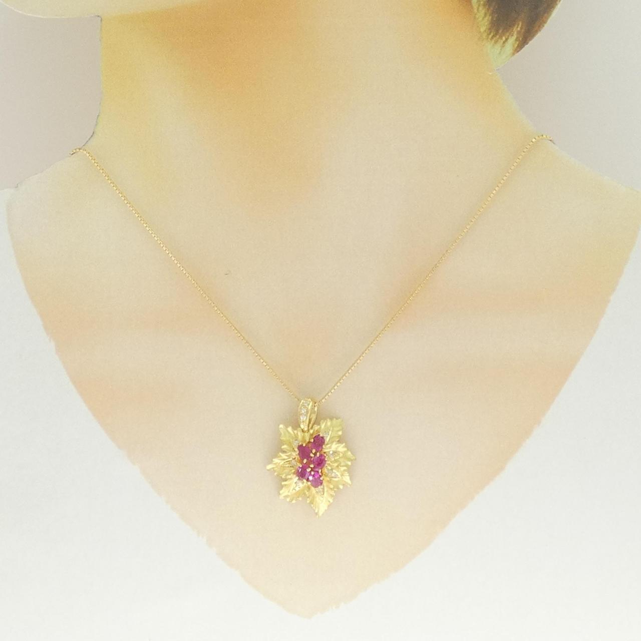 K18YG ルビー ネックレス 1.66CT