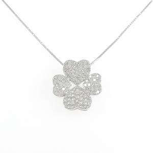K18WG クローバー パヴェ ダイヤモンド ネックレス 0.70CT