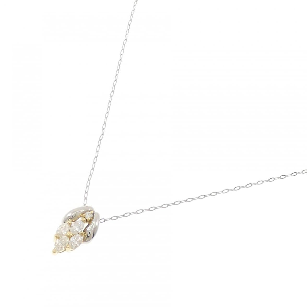 K18YG/PT900/PT850 ダイヤモンド ネックレス 0.38CT