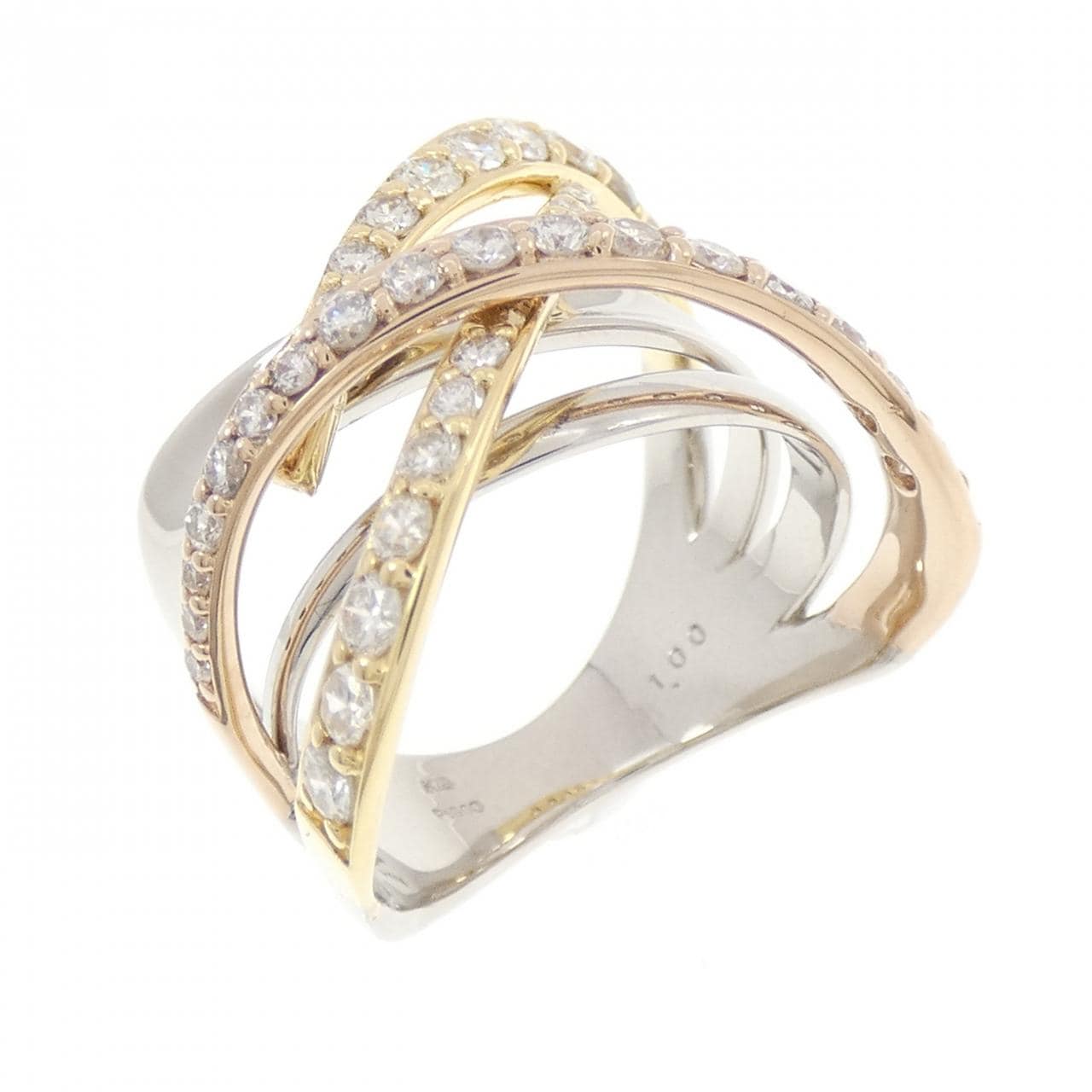 PT900/K18YG/K18PG ダイヤモンド リング 1.00CT