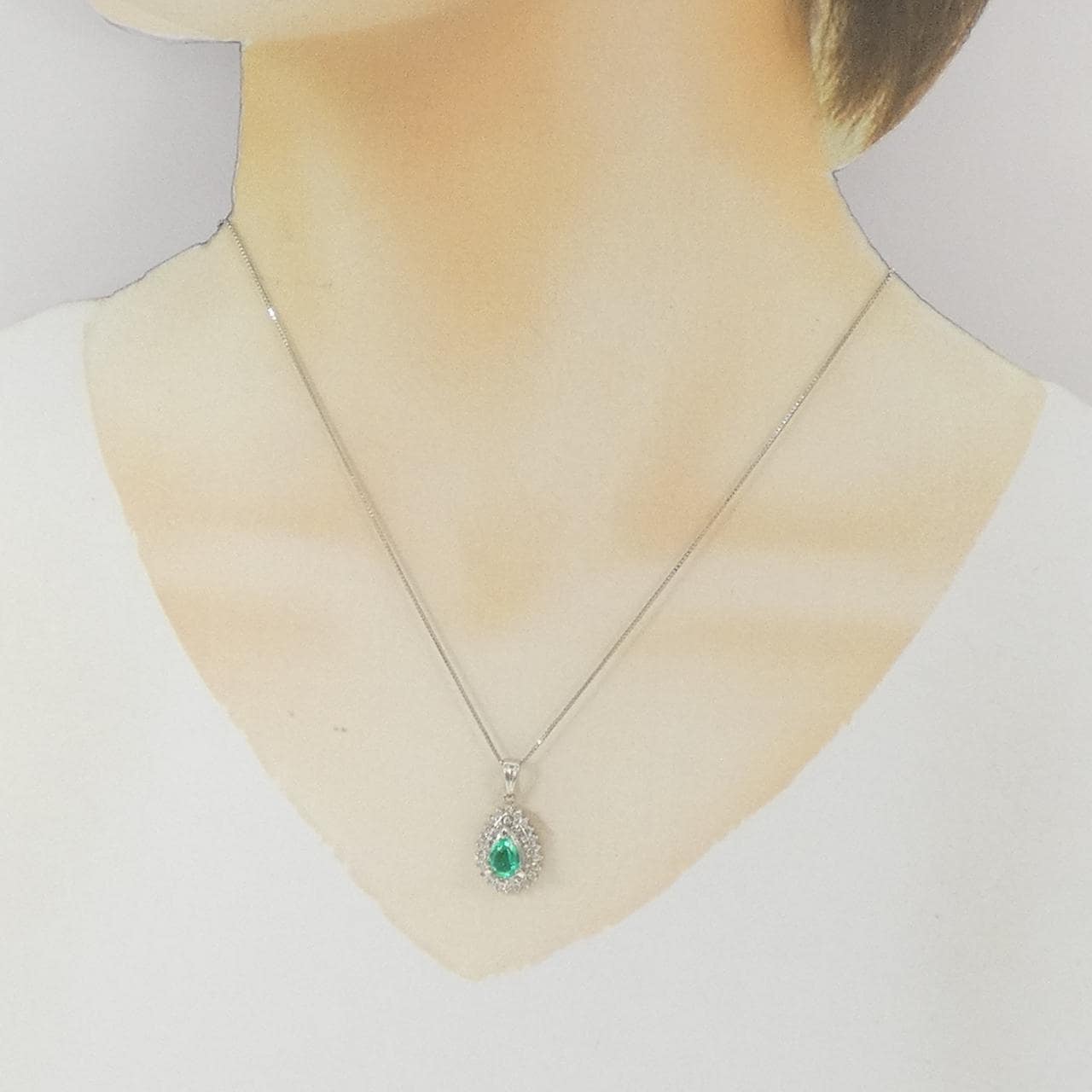 PT900/PT850 エメラルド ネックレス 0.84CT
