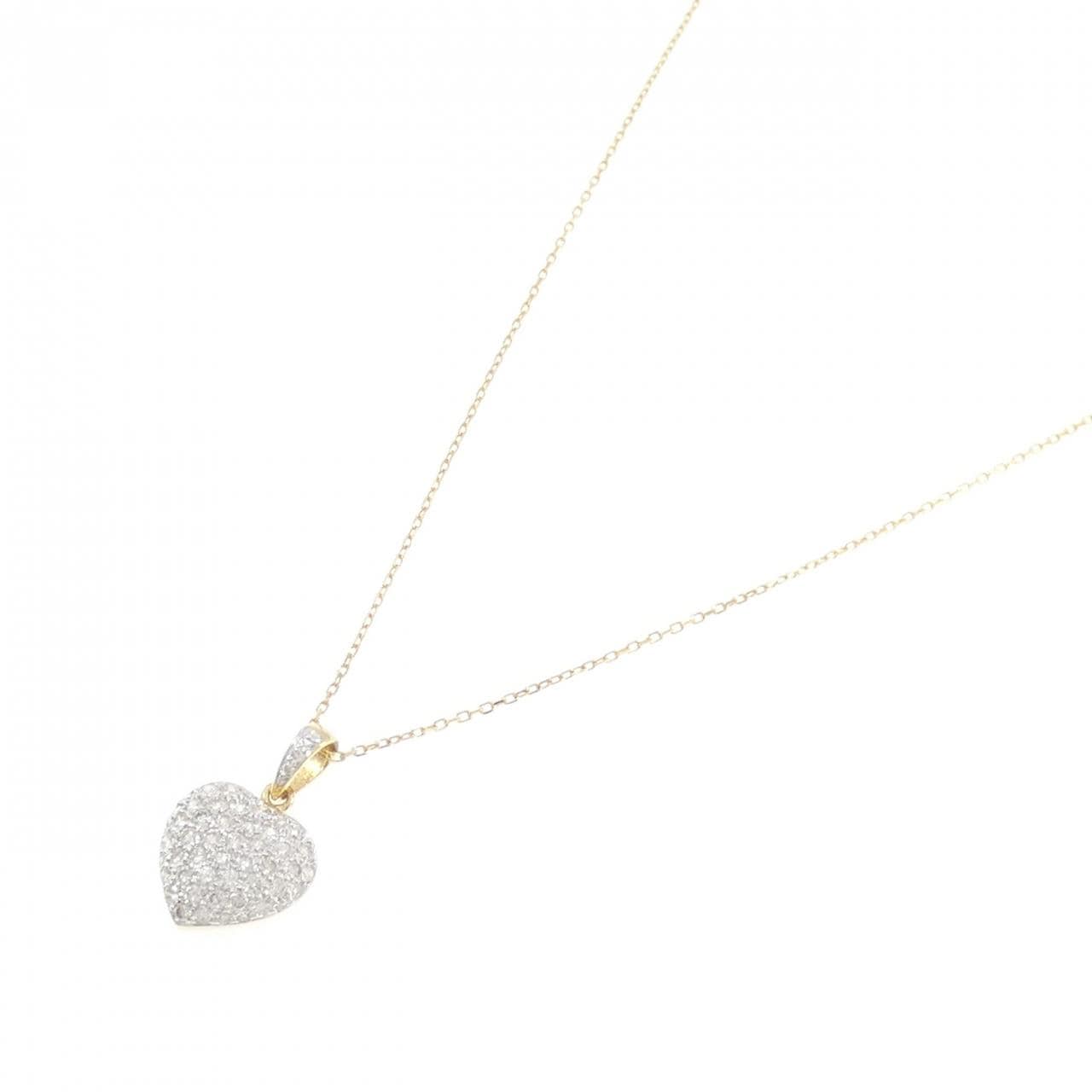 K18YG/K18WG密鑲心形鑽石項鍊 0.73克拉