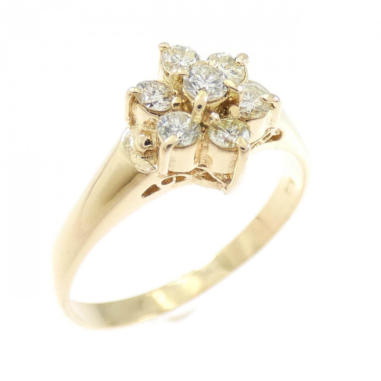 K18YG フラワー ダイヤモンド リング 0.30CT