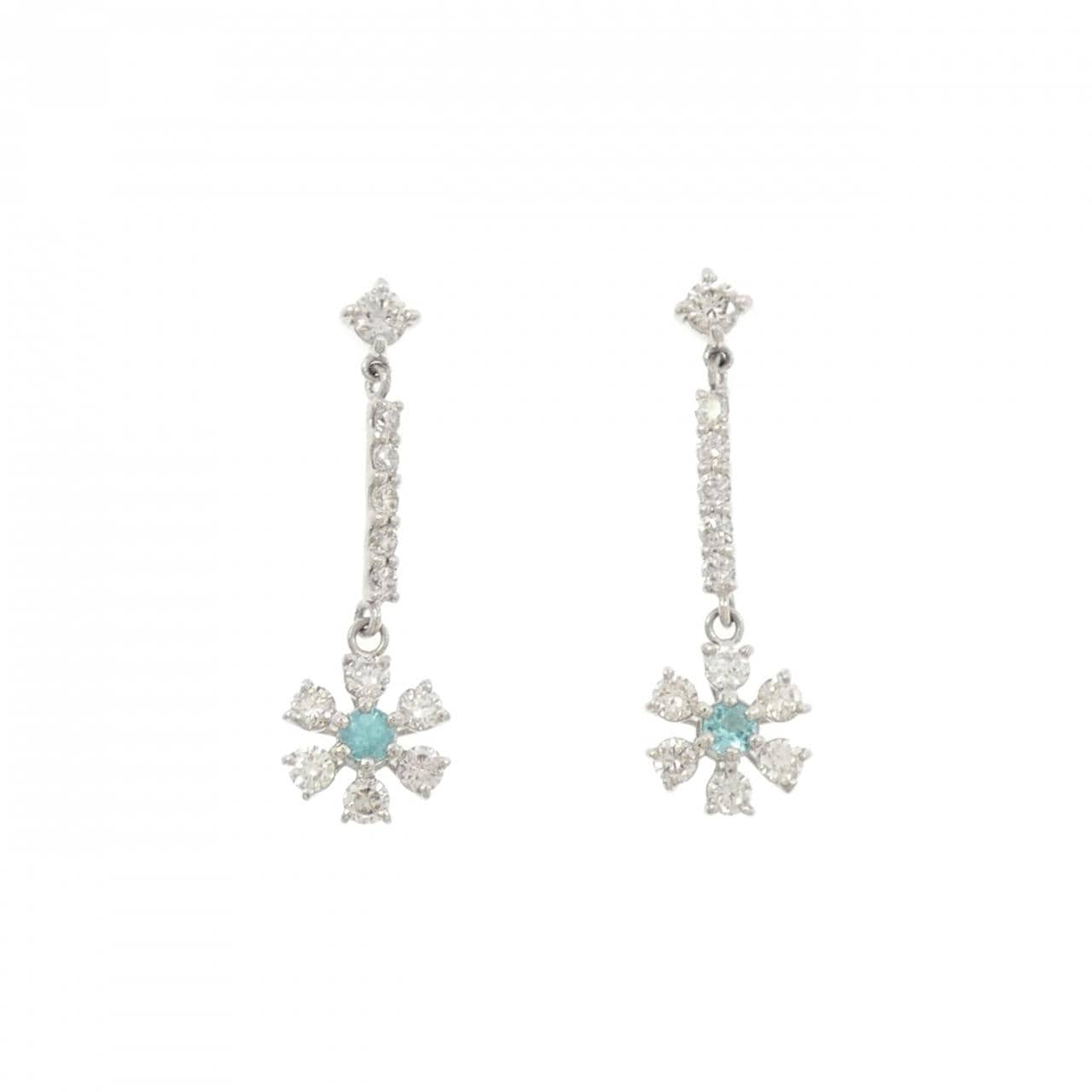 【新品】PT900 フラワー トルマリン ピアス 0.08CT