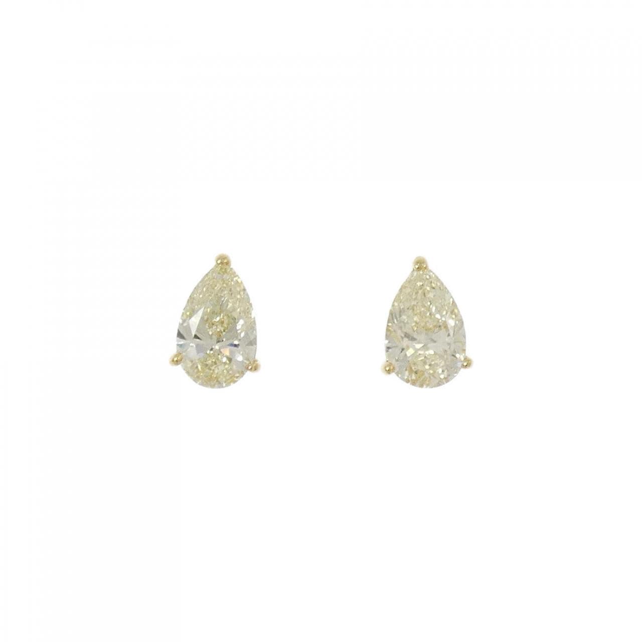 [再加工款] K18YG/ST鑽石耳環 1.02CT 1.01CT M VS1 梨形