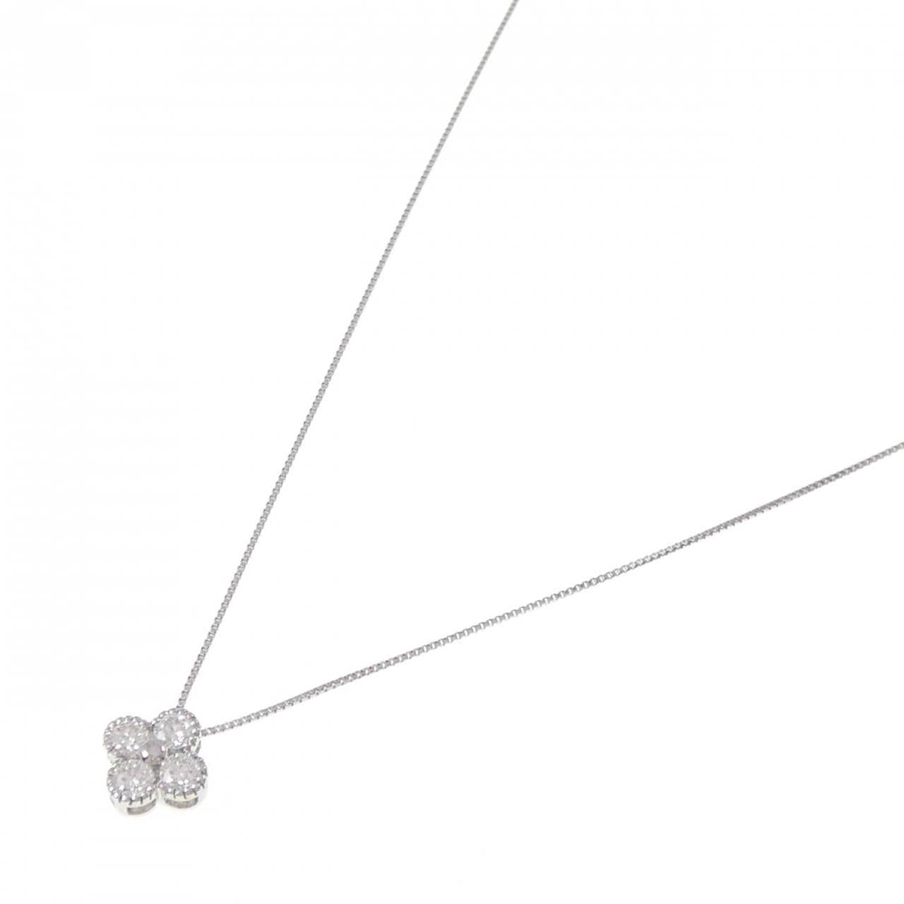 【新品】PT900/PT850 フラワー ダイヤモンド ネックレス 0.302CT