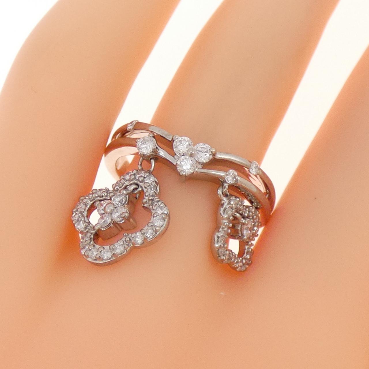 K18WG フラワー ダイヤモンド リング 0.50CT