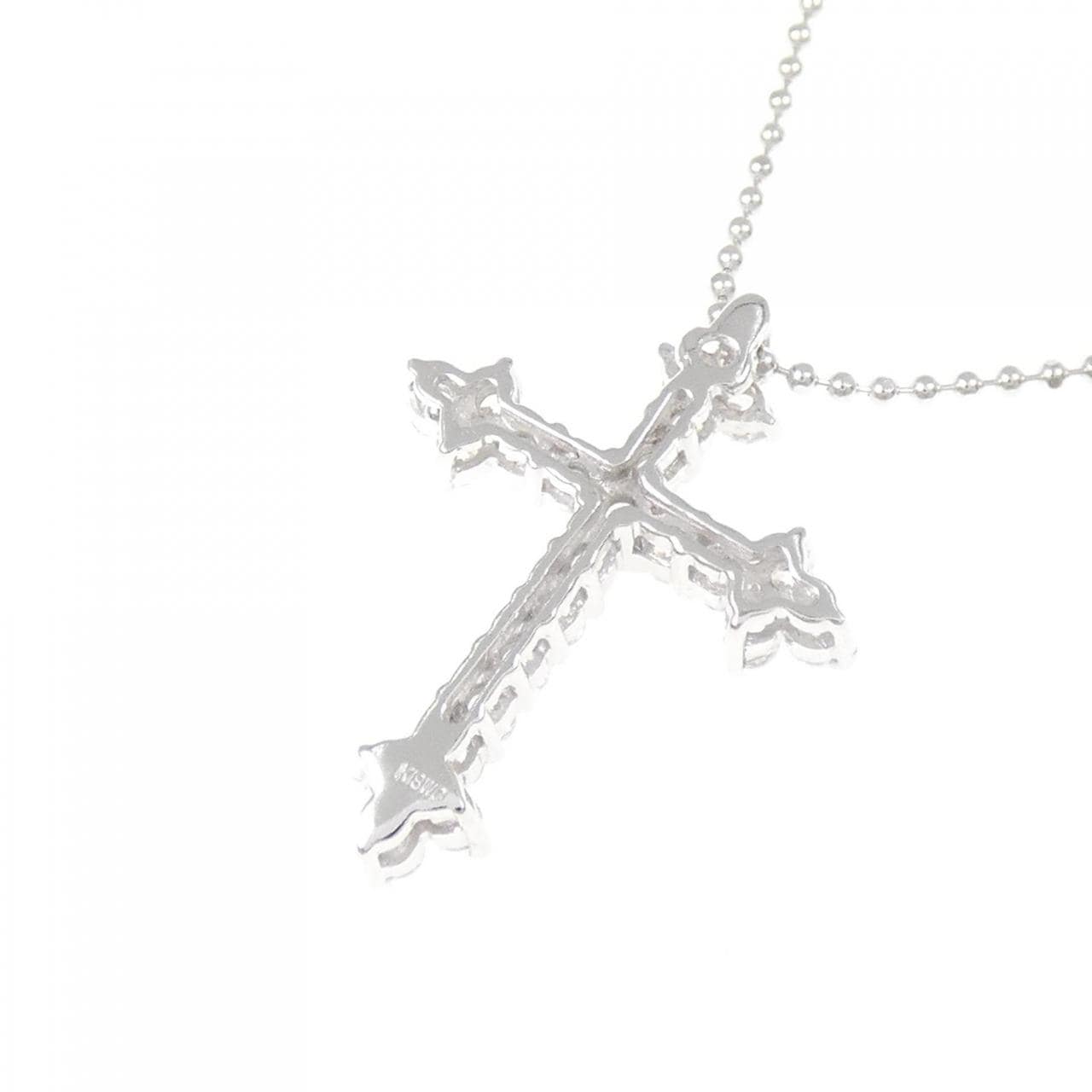 K18WG クロス キュービック ネックレス