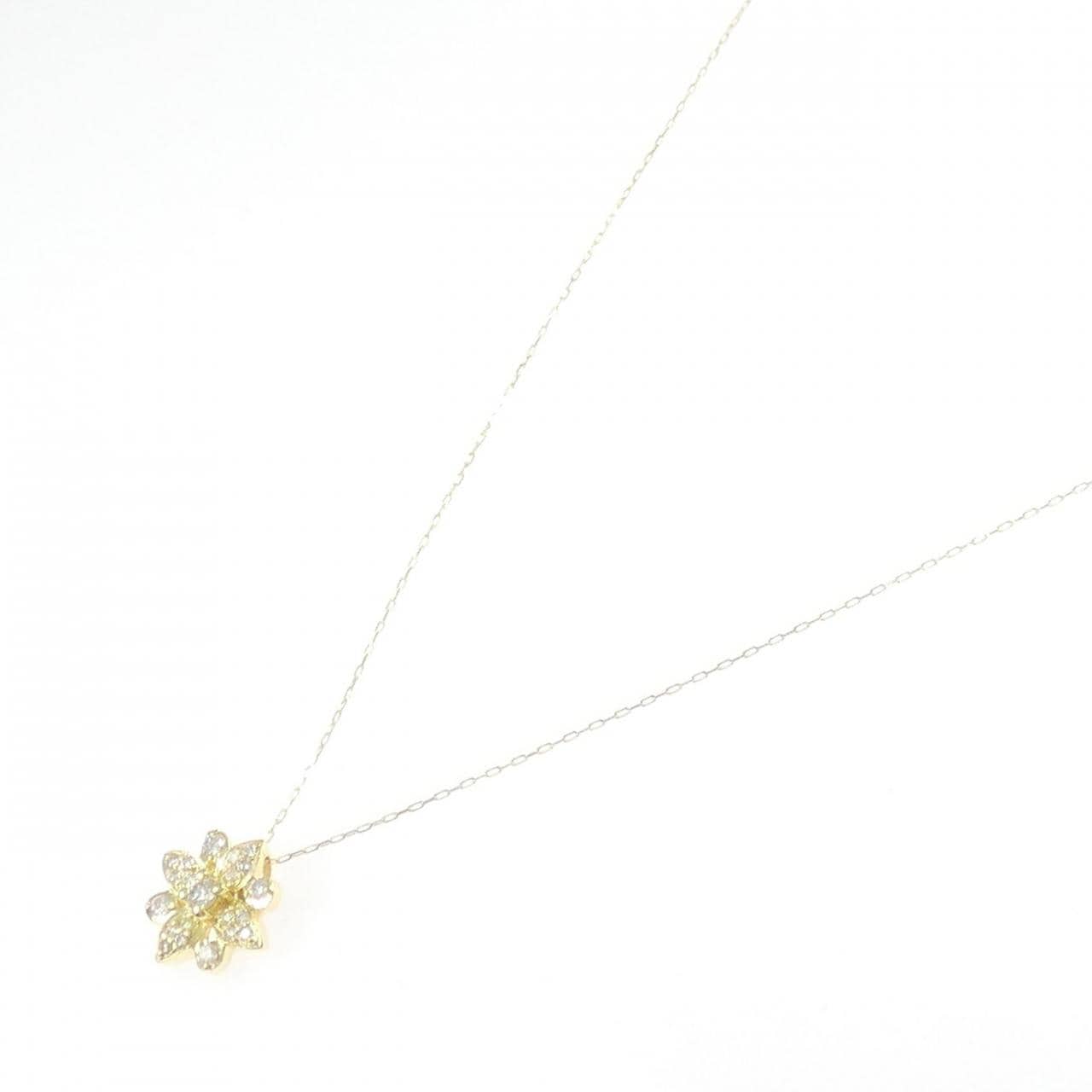 K18YG フラワー ダイヤモンド ネックレス 0.23CT