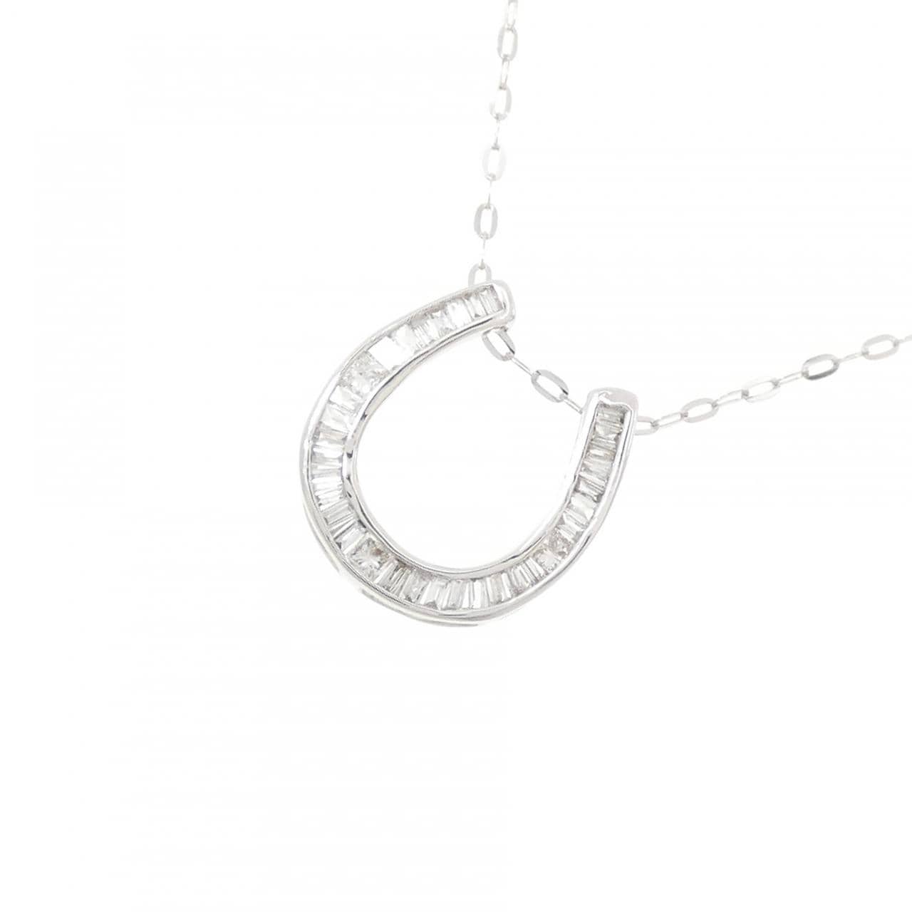 K18WG ホースシュー ダイヤモンド ネックレス 0.20CT