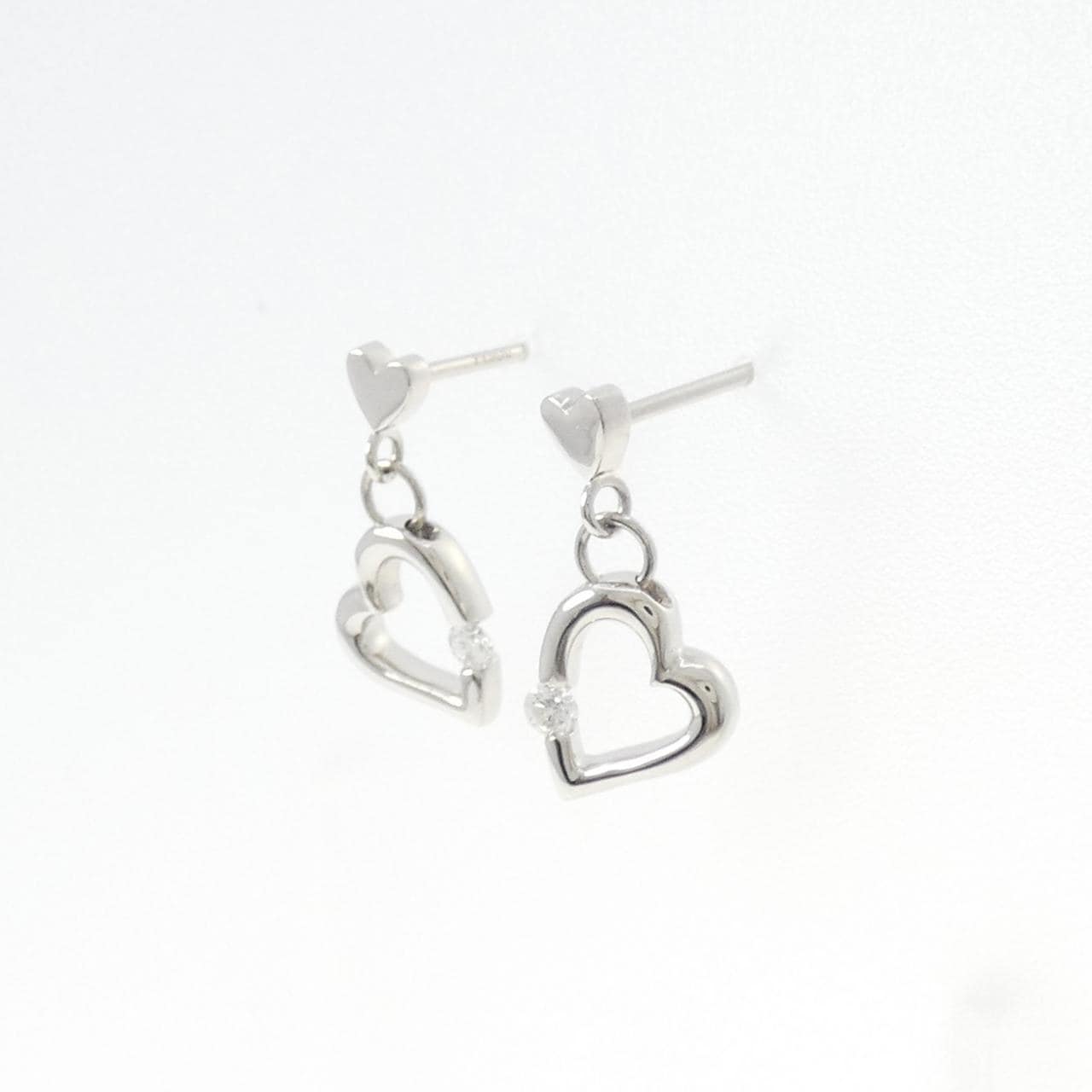 PT900 ハート ダイヤモンド ピアス 0.108CT