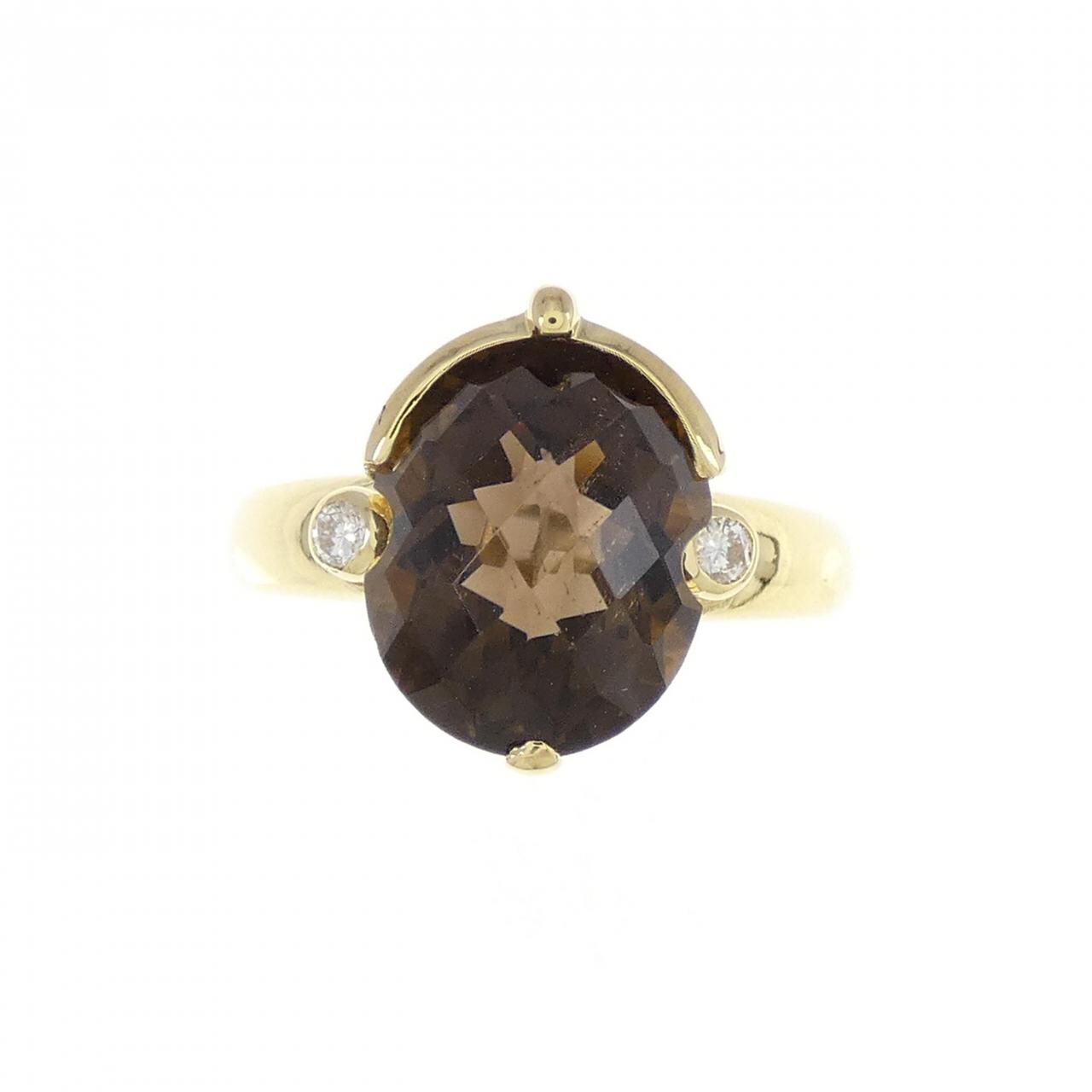 K18YG スモーキークオーツ リング 3.74CT
