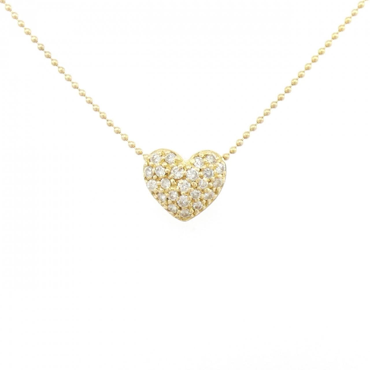 K18YG ハート パヴェ ダイヤモンド ネックレス 0.33CT