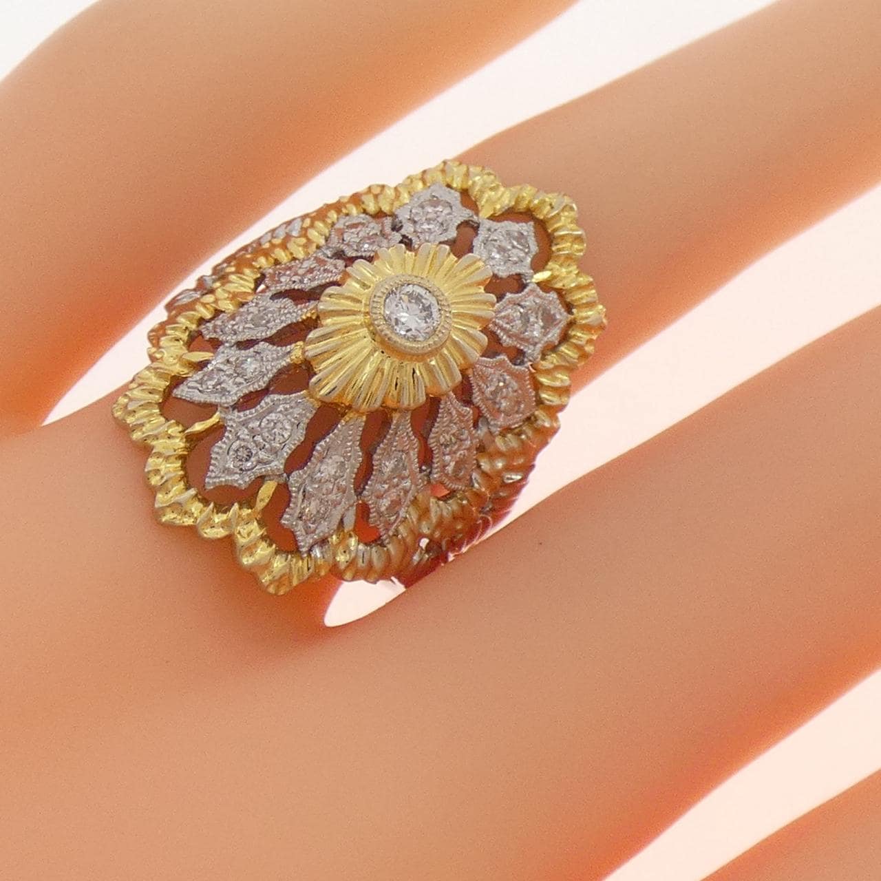 K18白金/K18黃金鑽石戒指，0.45克拉