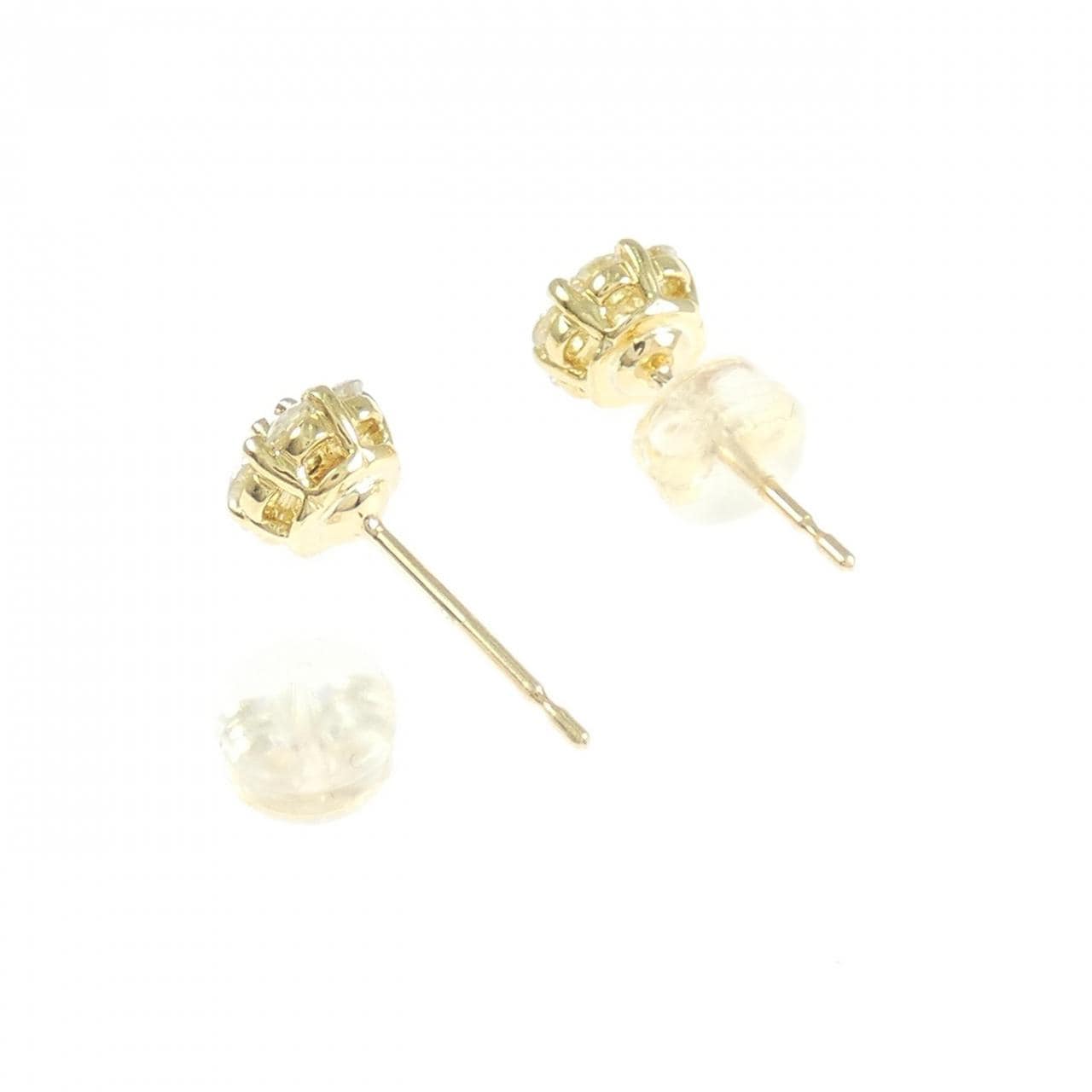 K18YG フラワー ダイヤモンド ピアス