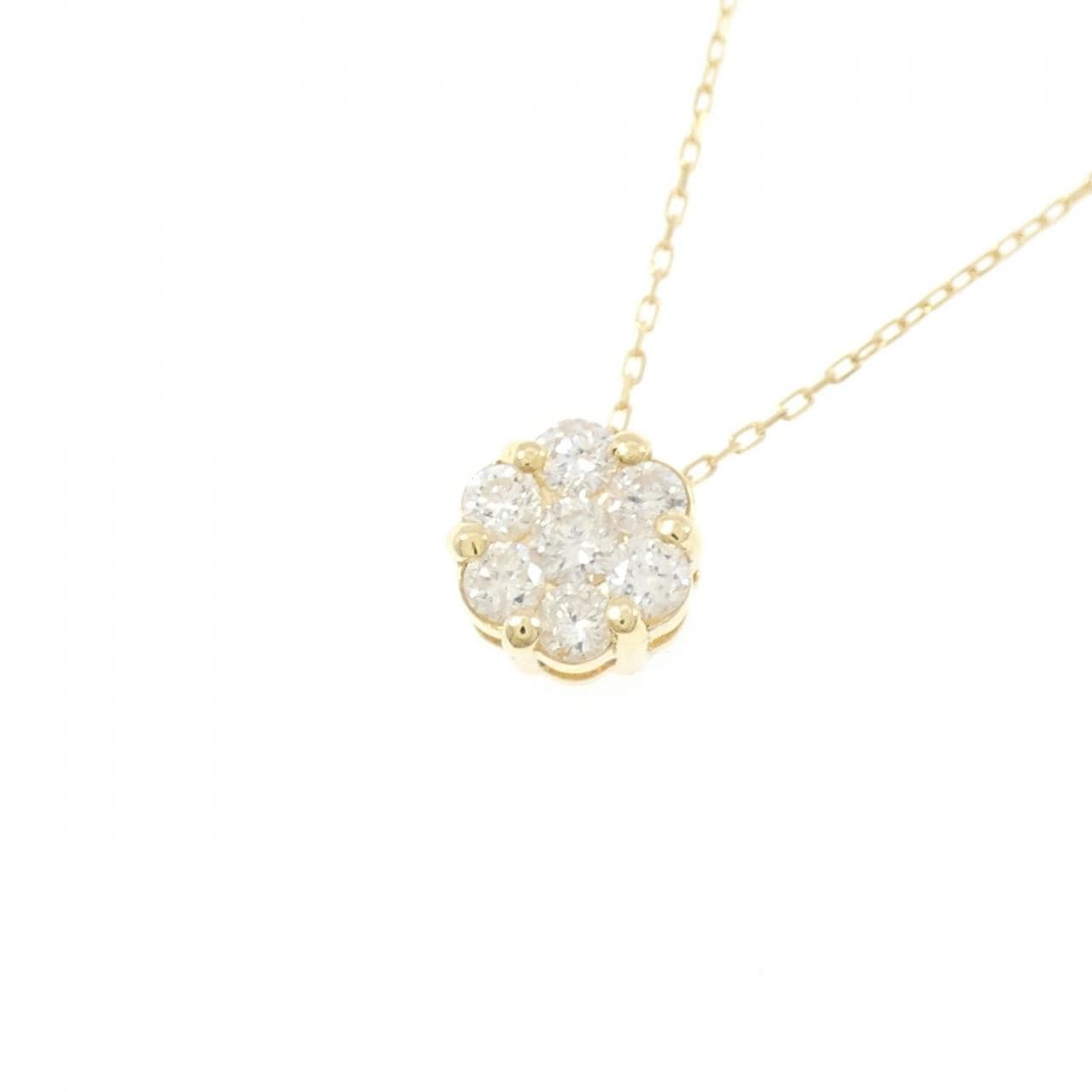 K18YG フラワー ダイヤモンド ネックレス 0.3CT