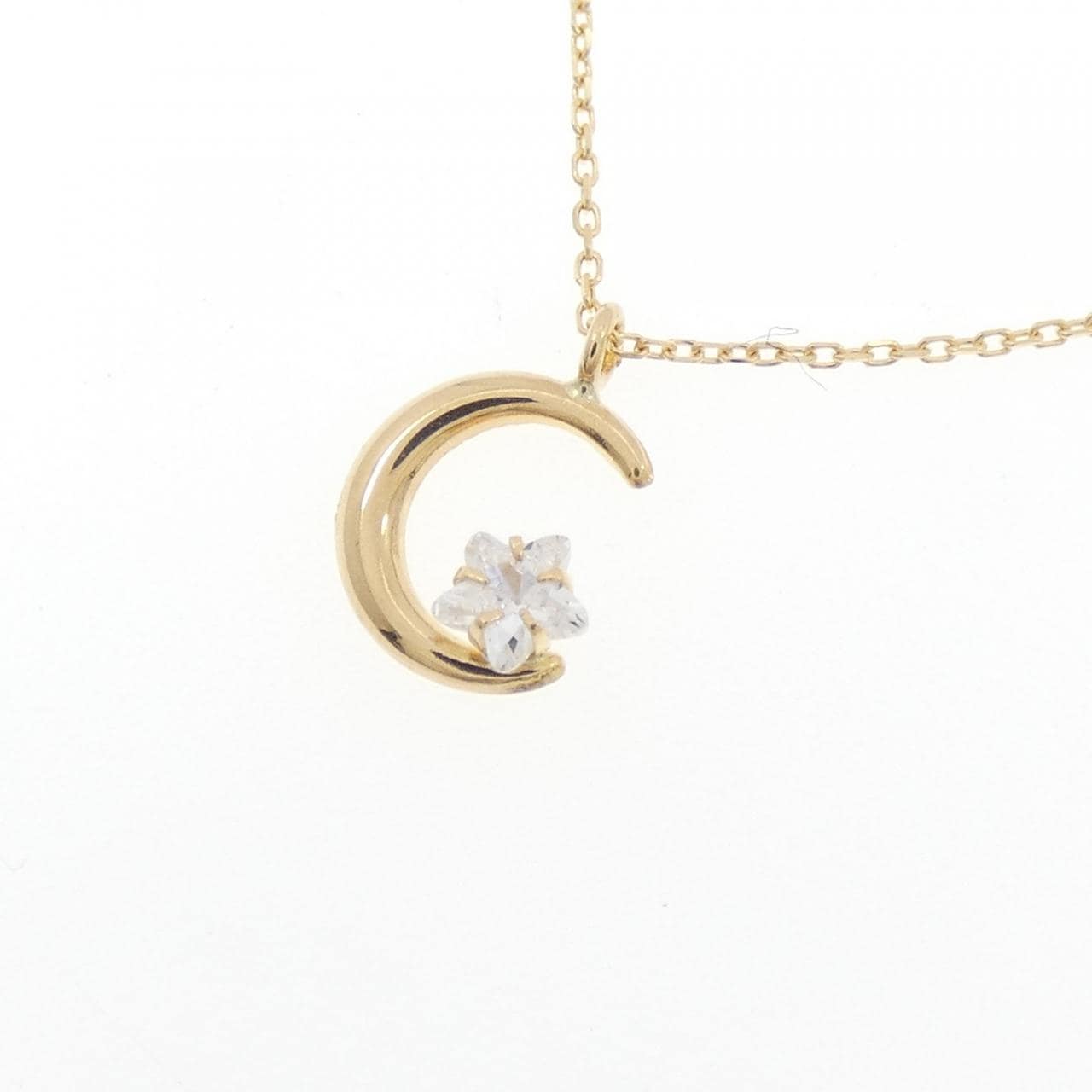 K18YG ムーン キュービック ネックレス