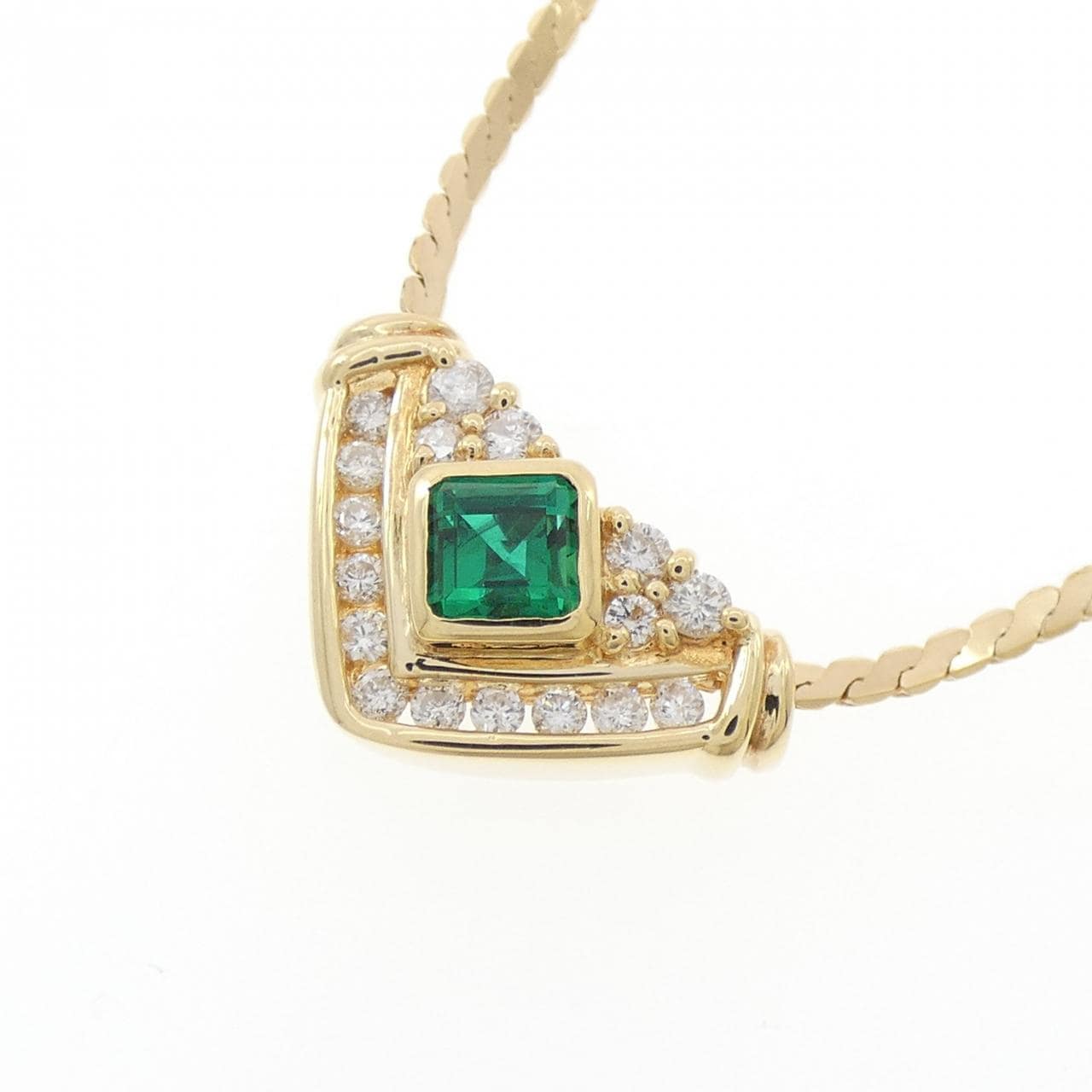 クレサンベール 合成エメラルド ネックレス 0.24CT