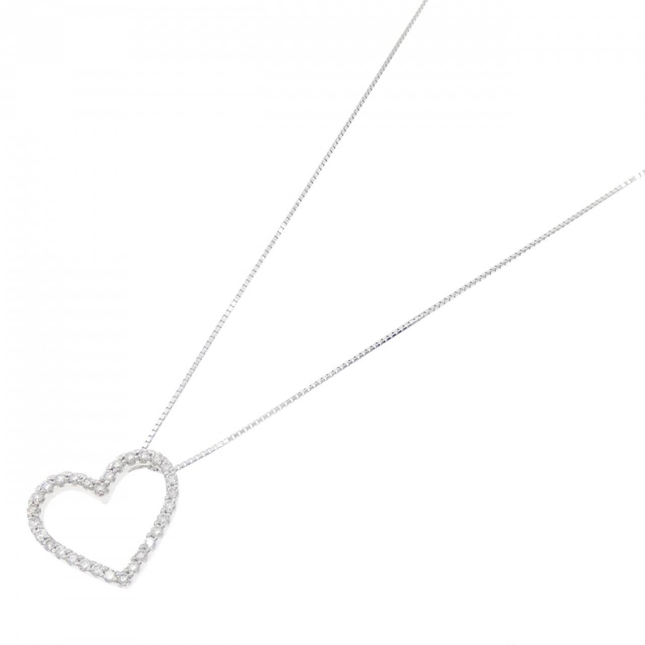 K18WG ハート ダイヤモンド ネックレス 0.34CT
