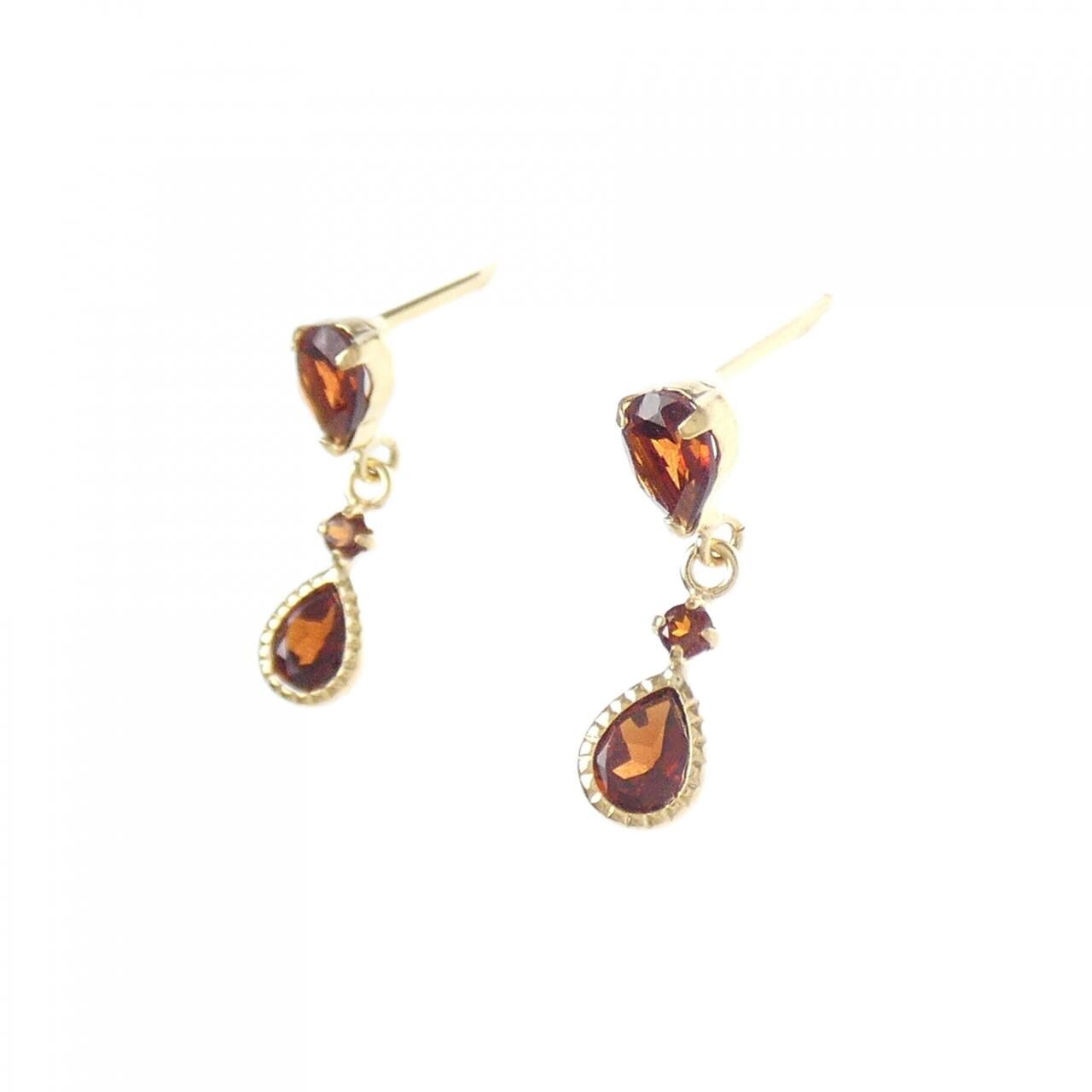 [新品] K18YG石榴石耳環