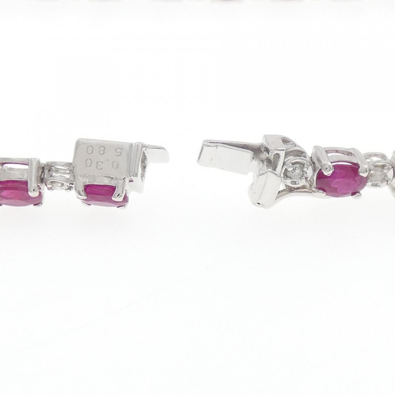 K18WG ルビー ブレスレット 5.80CT