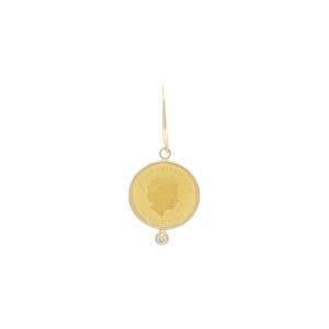 K18YG(枠) ダイヤモンド ピアス 0.05CT 片耳