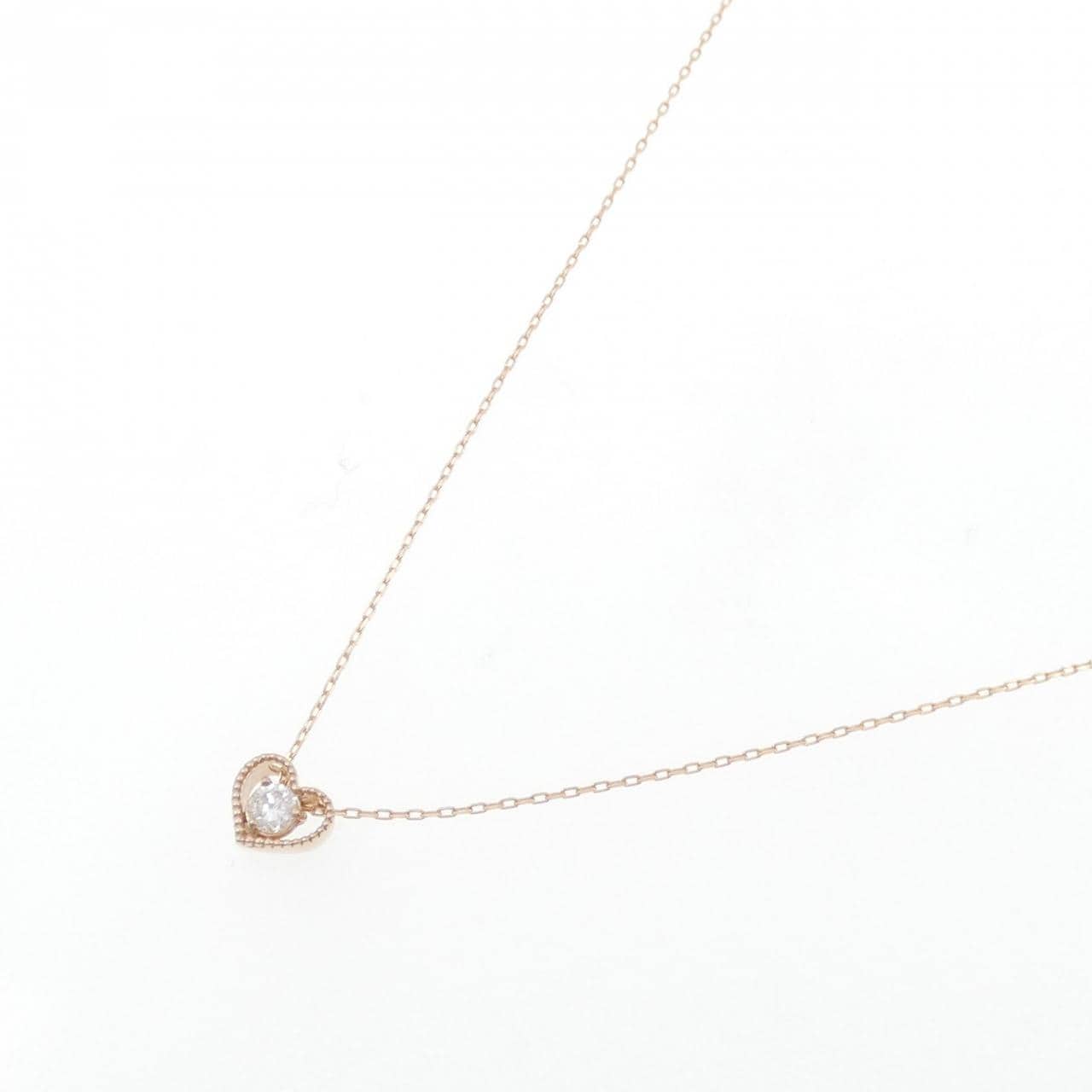K18PG ハート ダイヤモンド ネックレス 0.10CT