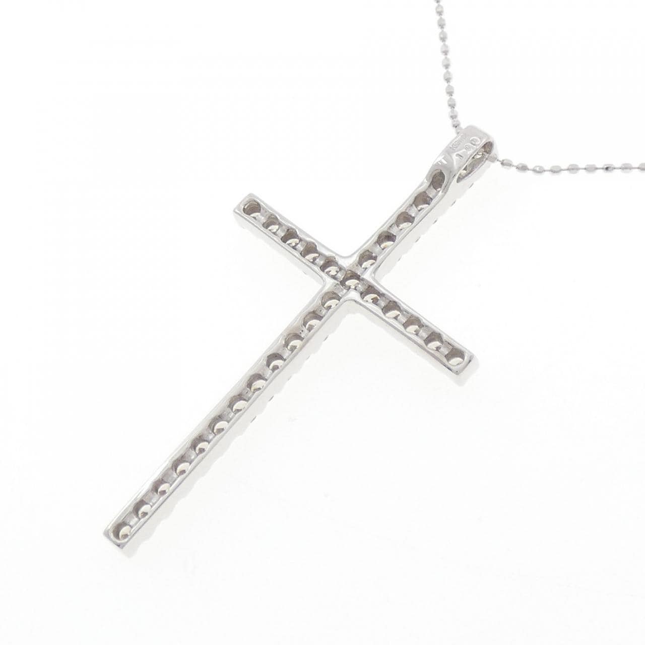 K18WG クロス ダイヤモンド ネックレス 1.00CT