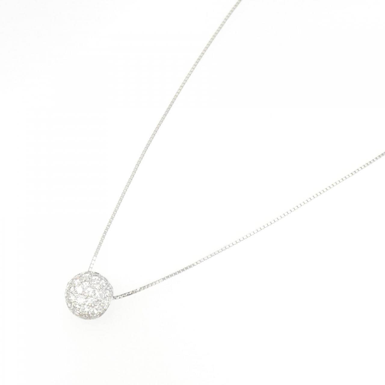 750WG/K18WG Pave Diamond Necklace 0.40CT
