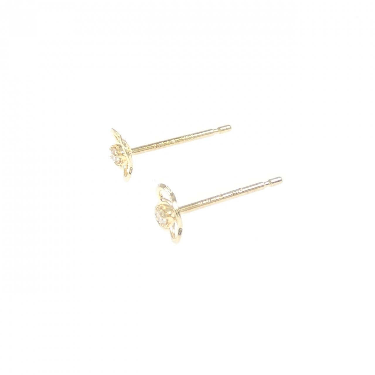 【新品】K18YG フラワー ダイヤモンド ピアス 0.028CT