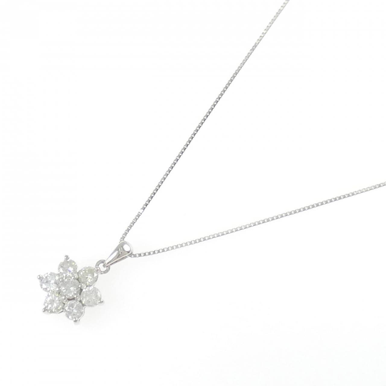 PT900/PT850 フラワー ダイヤモンド ネックレス 1.00CT