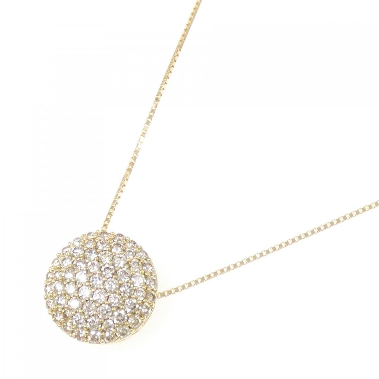 K18YG パヴェ ダイヤモンド ネックレス 1.20CT