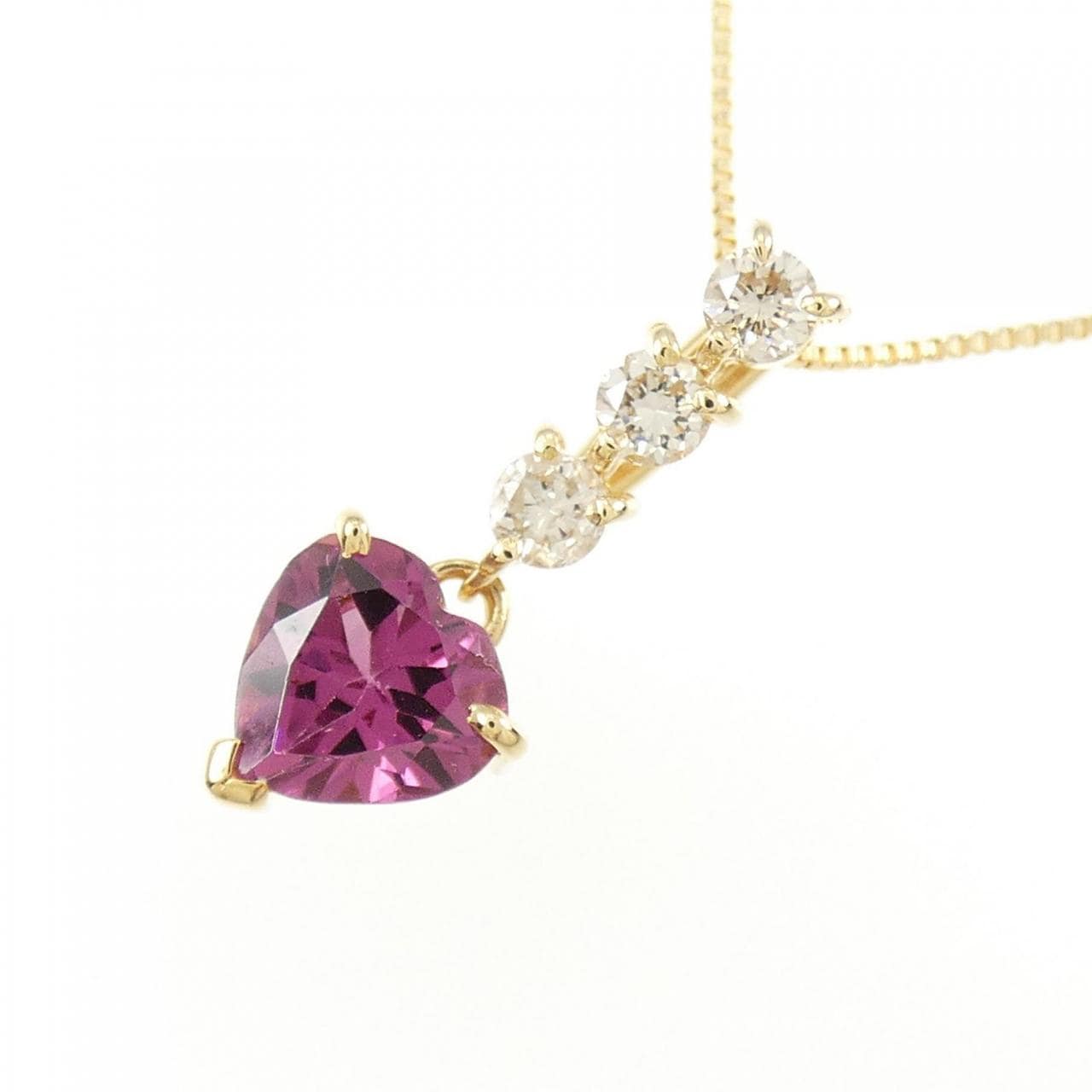 K18YG heart Garnet necklace
