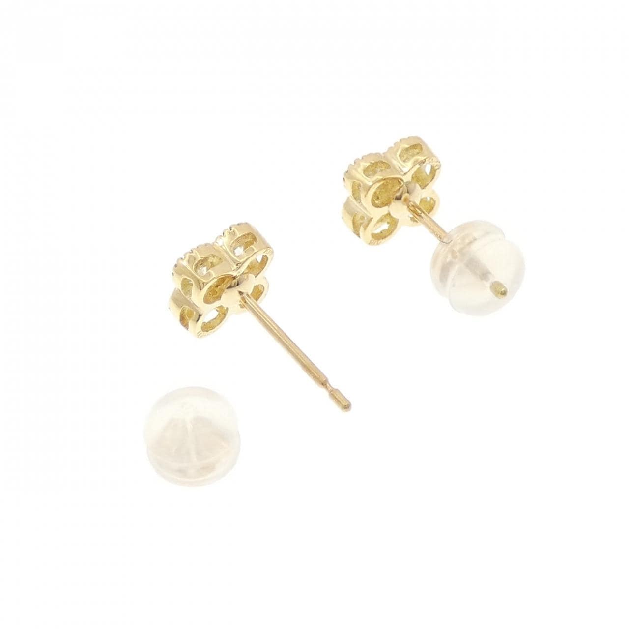 【新品】K18YG フラワー ダイヤモンド ピアス 0.507CT