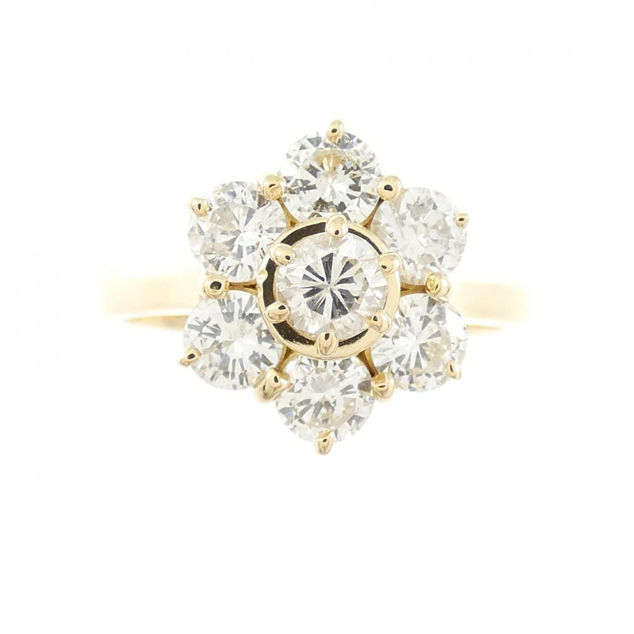 K18YG フラワー ダイヤモンド リング 1.02CT