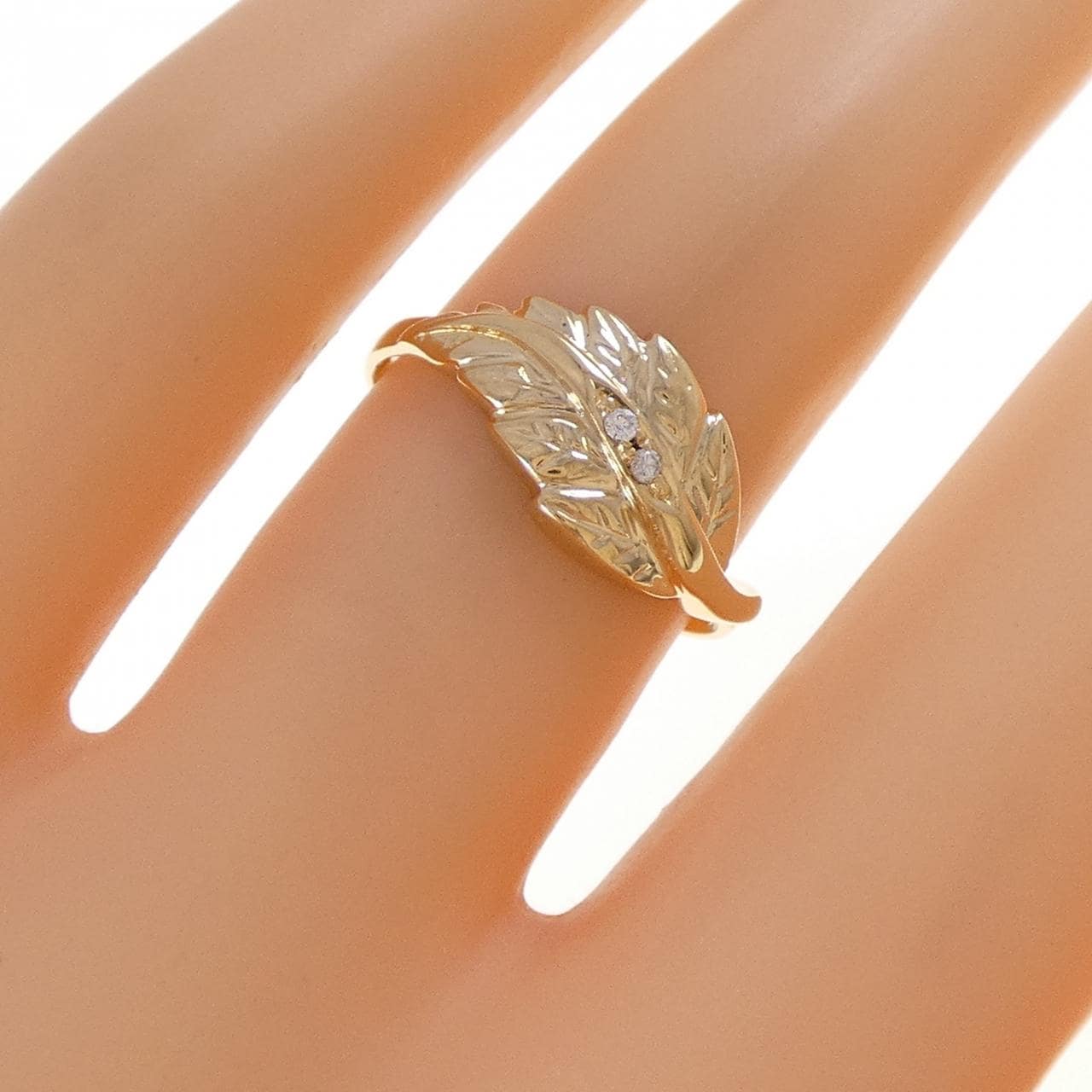 K18YG リーフ ダイヤモンド リング