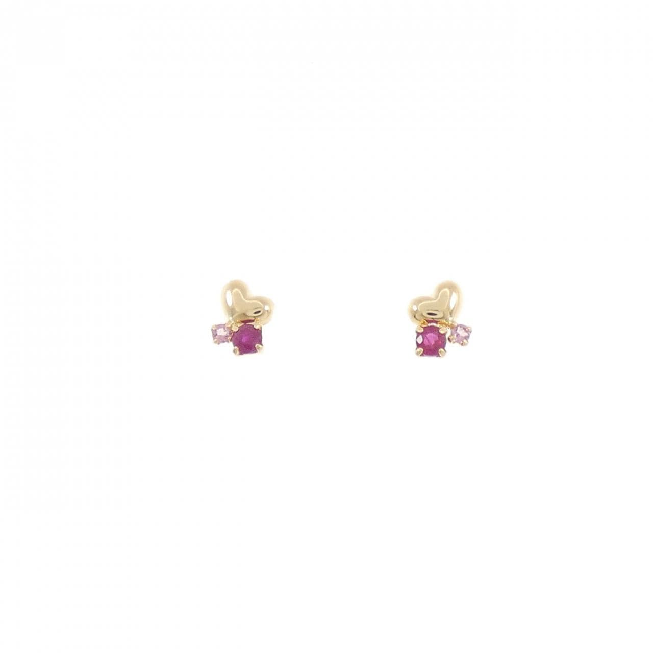 K18YG ハート ルビー ピアス