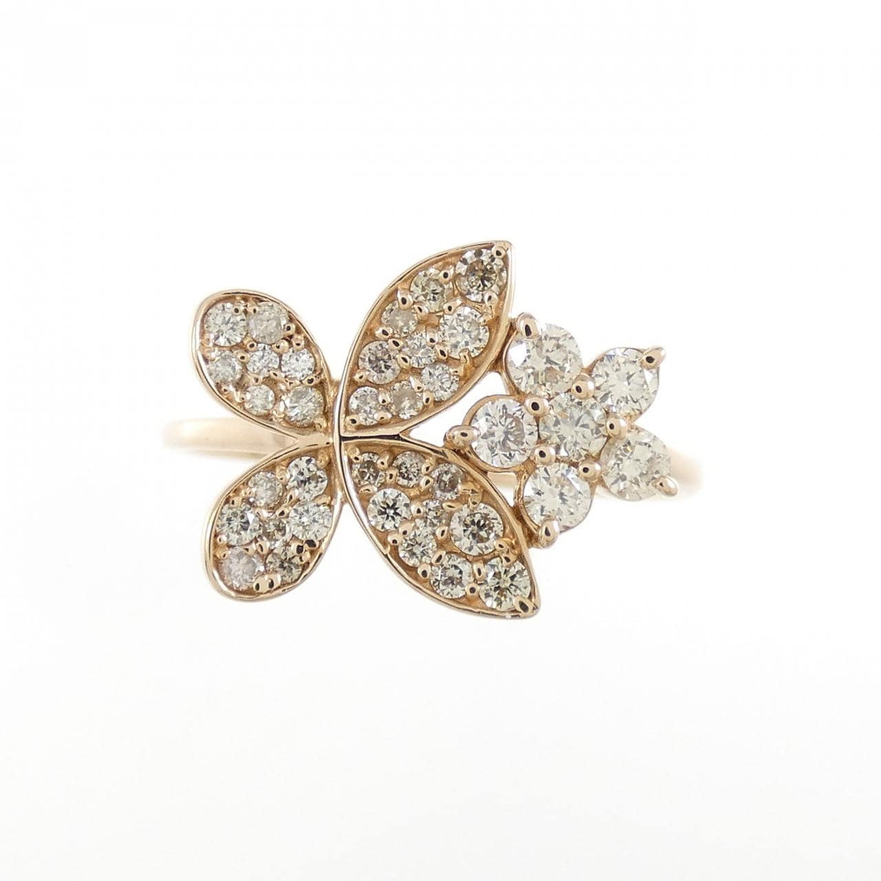 K18PG フラワー ダイヤモンド リング 0.45CT